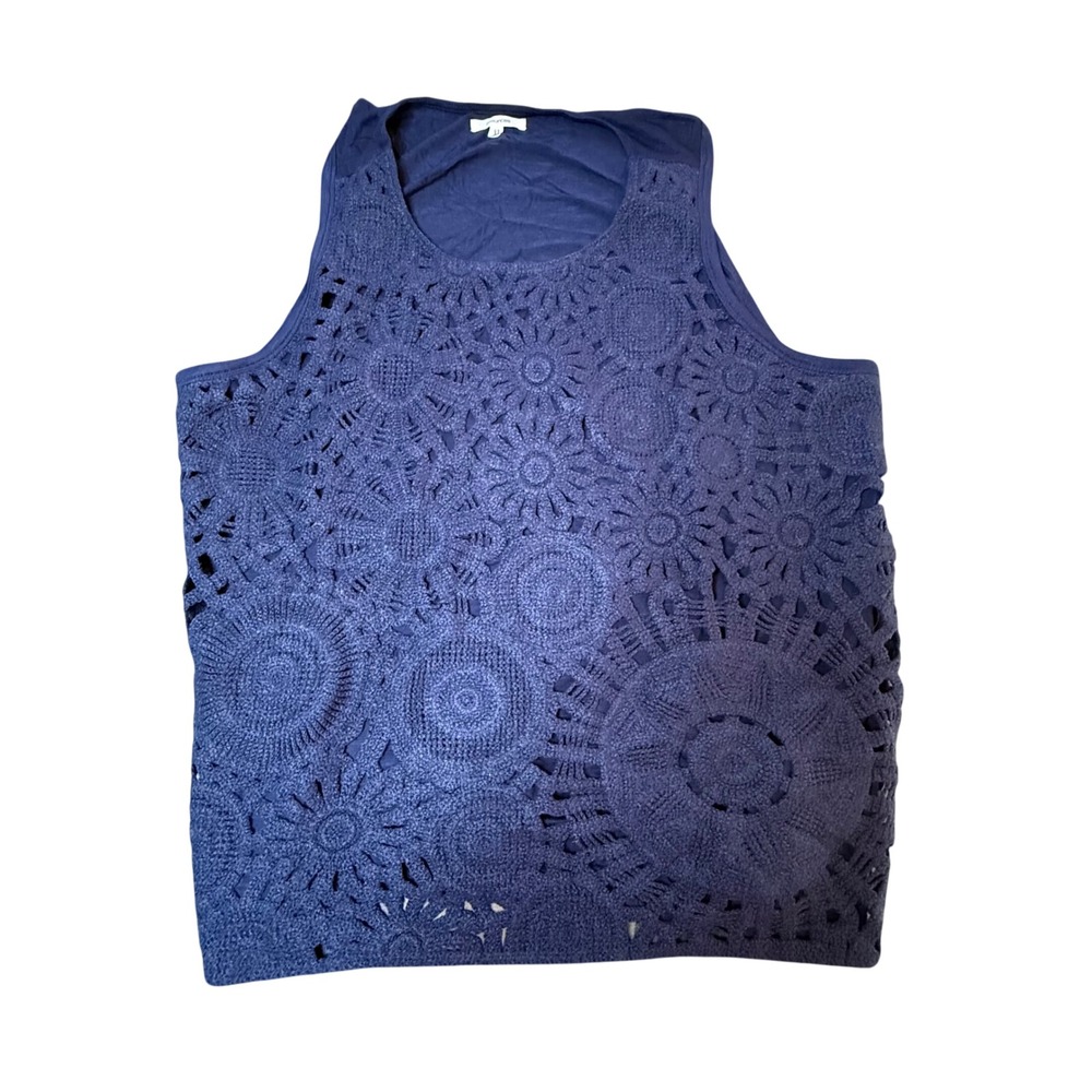maurices Crochet Tank Top Sleeveless Navy Blue Casual Layering 2X